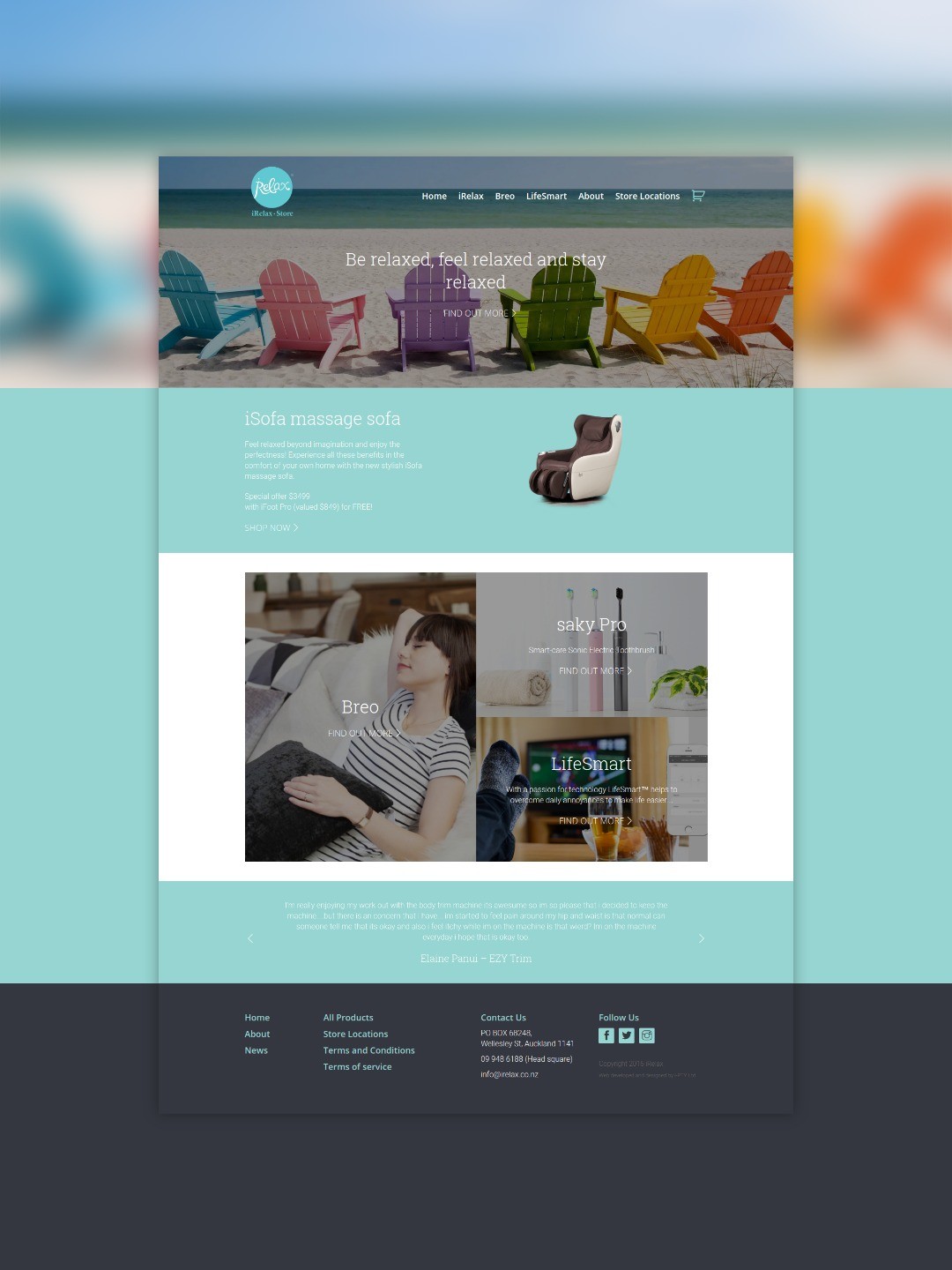 irelax homepage mockup