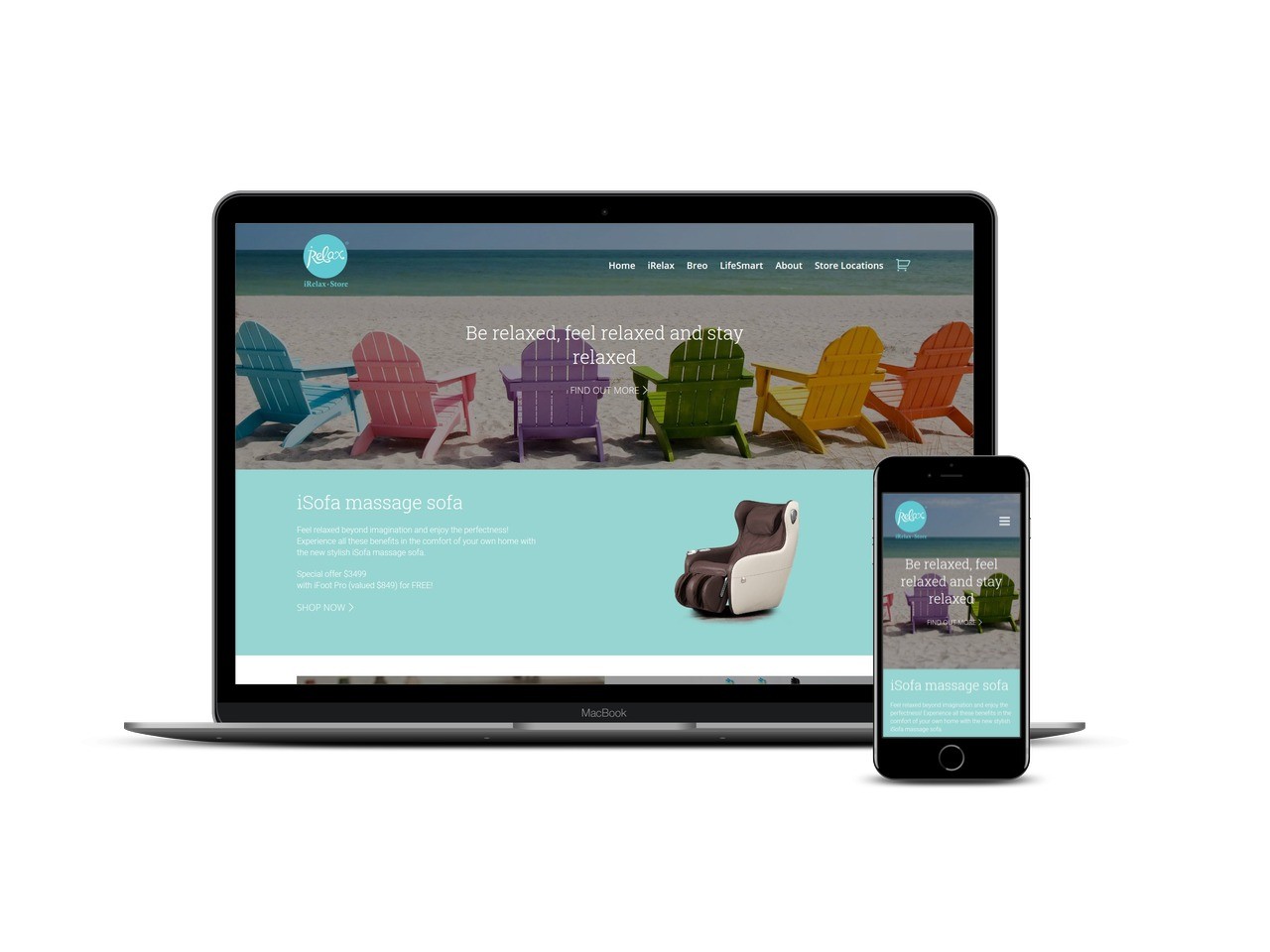 irelax homepage responsive mockup