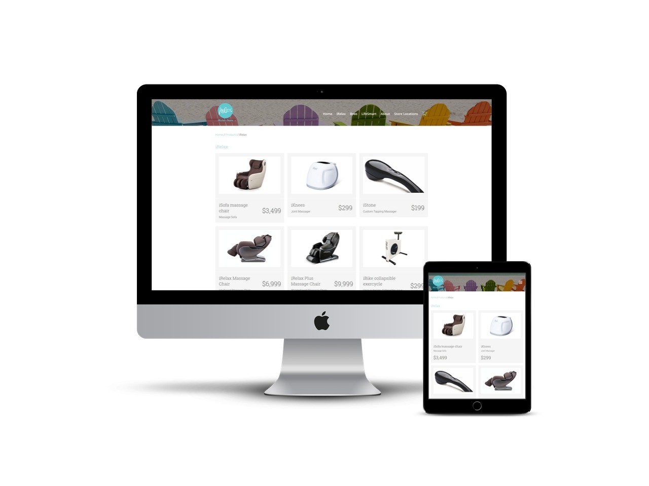 irelax products responsive mockup